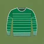 long-sleeved green crewneck sweater with horizontal stripes image